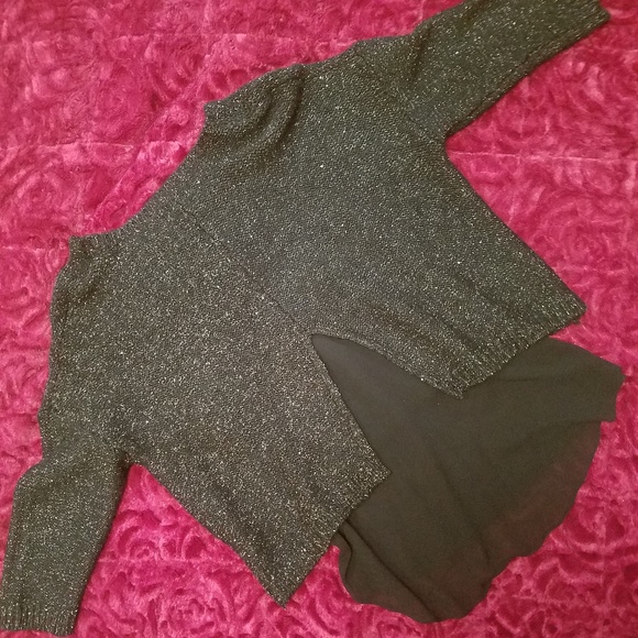 JENNIFER LOPEZ BLACK SHIMMERY SWEATER - Picture 7 of 8